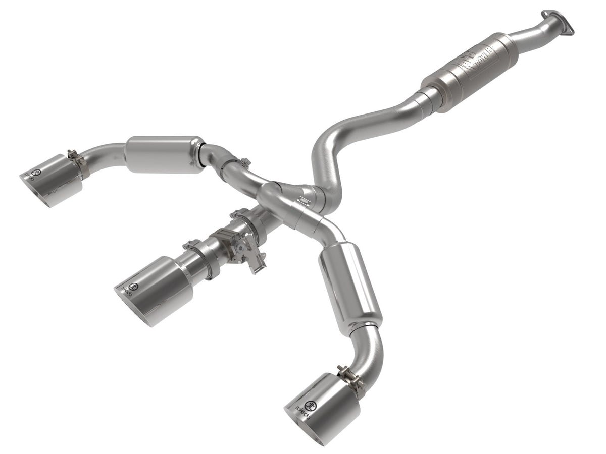 aFe Power Gemini XV 3 IN to 2-1/2 IN 304 Stainless Steel Cat-Back Exhaust System w/ Polished Tips — Toyota GR Corolla 23-26 L3-1.6L (t) — 49-36070-P
