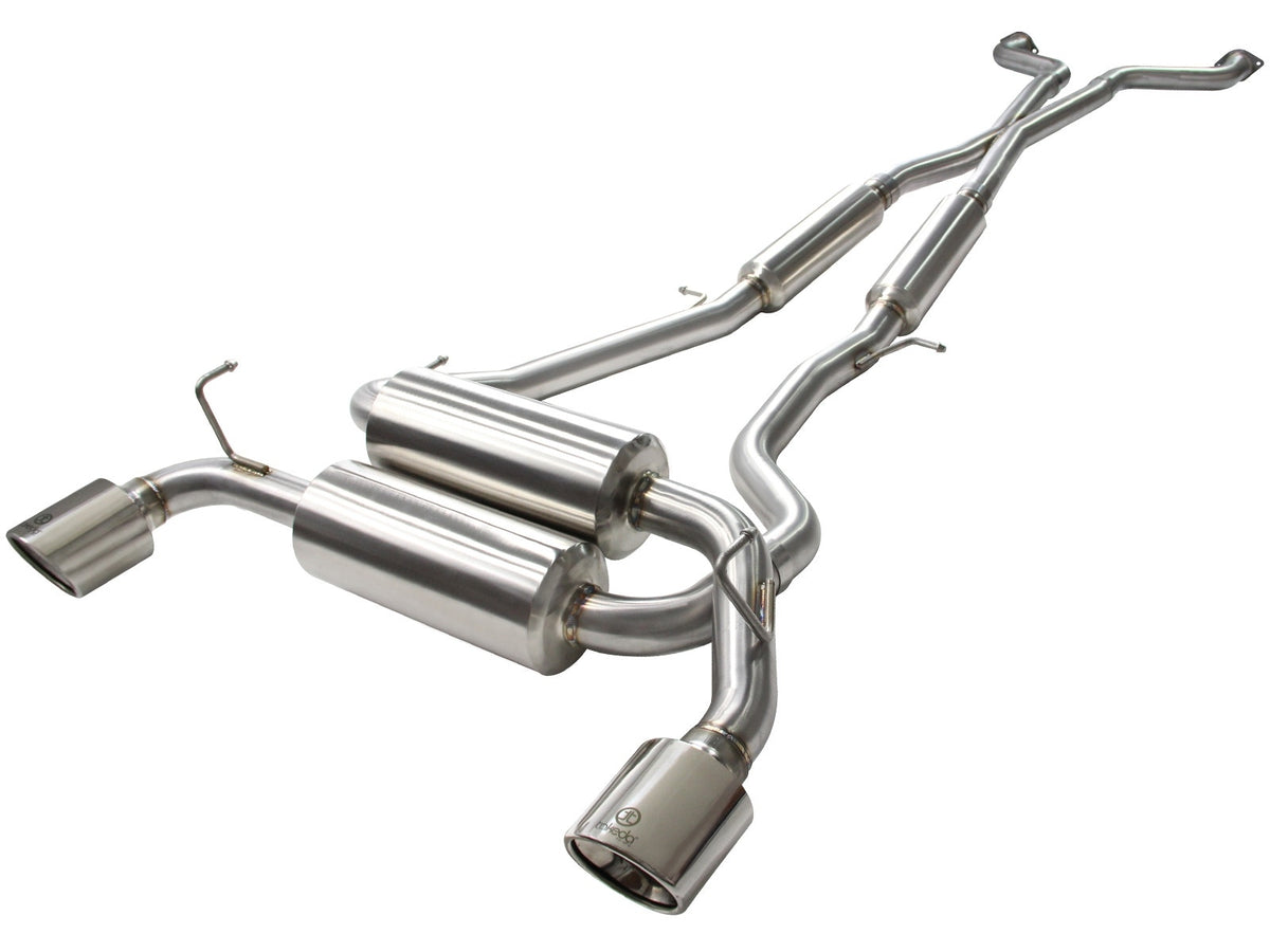 aFe Power Takeda 2-1/2 IN 304 Stainless Steel Cat-Back Exhaust w/ Polished Tip — Infiniti G37 08-13/Q60 14-15 V6-3.7L (VQ37VHR) — 49-36103-P