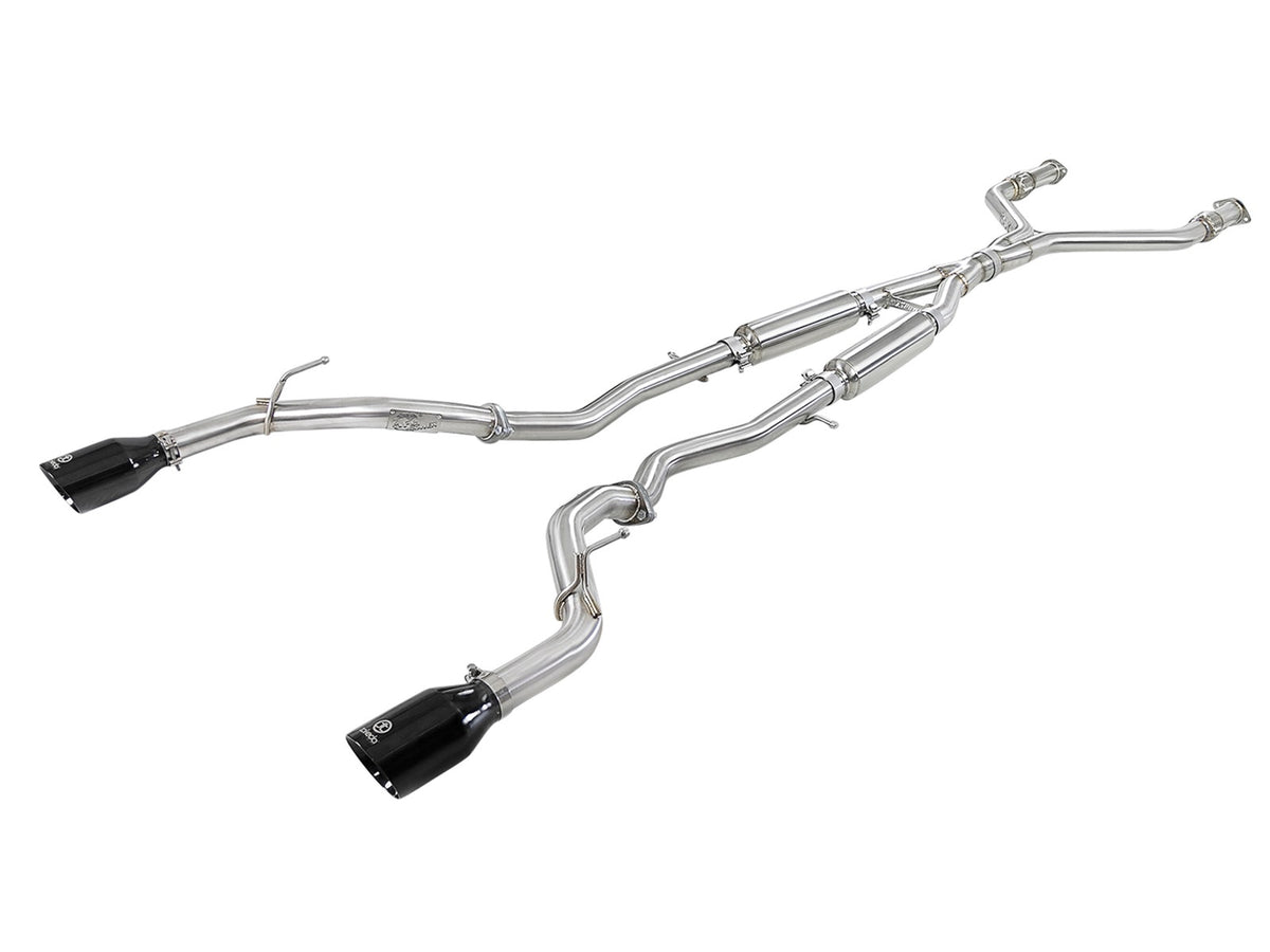 aFe Power Takeda 2-1/2 IN 304 Stainless Steel Cat-Back Exhaust System — Infiniti Q60 17-22 V6-3.0L (tt) — 49-36134NM-B