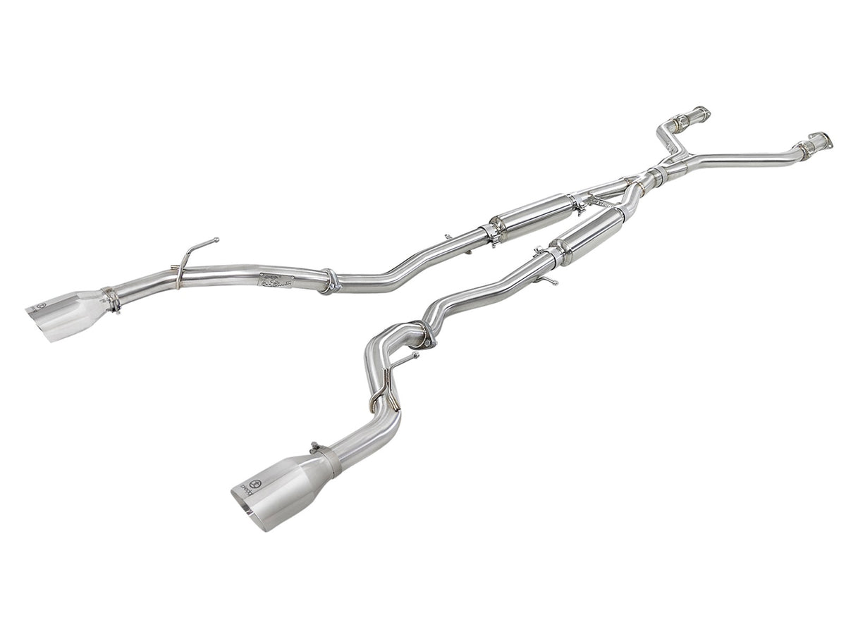 aFe Power Takeda 2-1/2 IN 304 Stainless Steel Cat-Back Exhaust System — Infiniti Q60 17-22 V6-3.0L (tt) — 49-36134NM-P