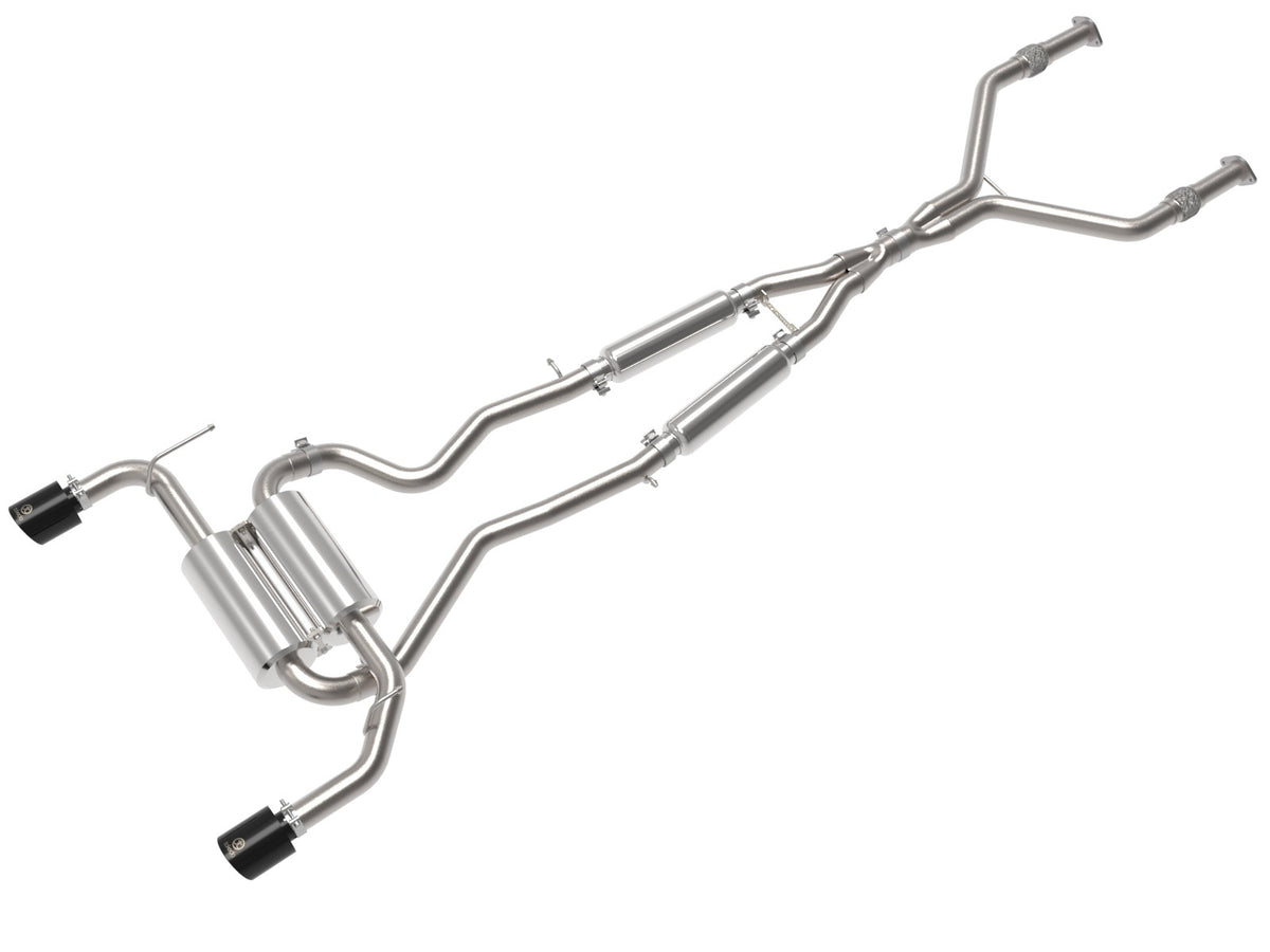 aFe Power Takeda 2-1/2 IN 304 Stainless Steel Cat-Back Exhaust System w/ Black Tip — Infiniti Q50 14-15 V6-3.7L — 49-36136-B