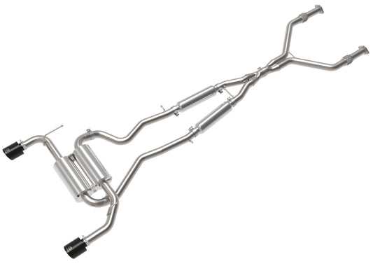 aFe Power Takeda 2-1/2 IN 304 Stainless Steel Cat-Back Exhaust System w/ Black Tip — Infiniti Q50 14-15 V6-3.7L — 49-36136-B