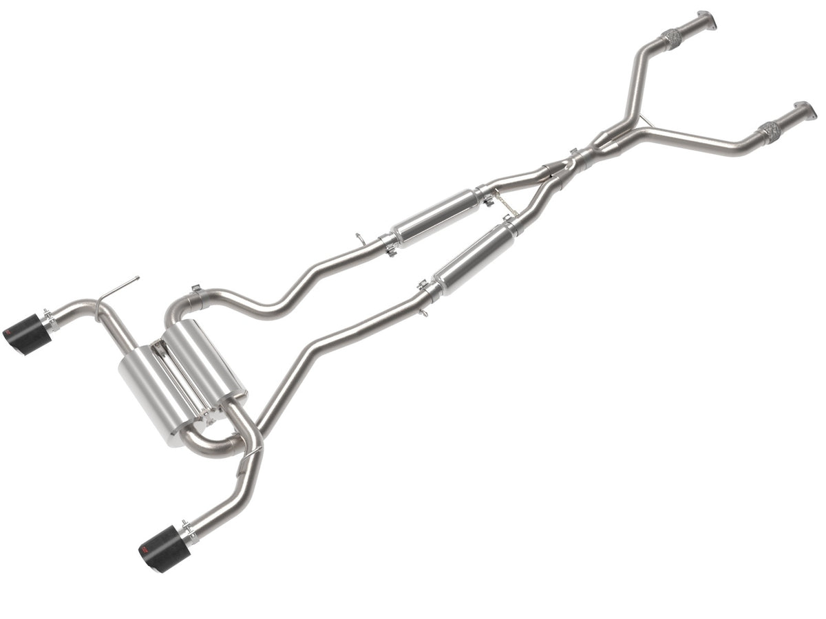 aFe Power Takeda 2-1/2 IN 304 Stainless Steel Cat-Back Exhaust System w/ Carbon Fiber Tip — Infiniti Q50 14-15 V6-3.7L — 49-36136-C