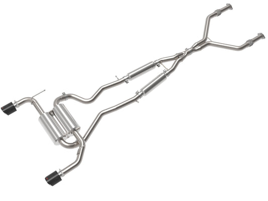 aFe Power Takeda 2-1/2 IN 304 Stainless Steel Cat-Back Exhaust System w/ Carbon Fiber Tip — Infiniti Q50 14-15 V6-3.7L — 49-36136-C