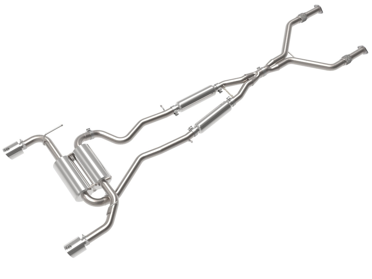 aFe Power Takeda 2-1/2 IN 304 Stainless Steel Cat-Back Exhaust System w/ Polished Tip — Infiniti Q50 14-15 V6-3.7L — 49-36136-P