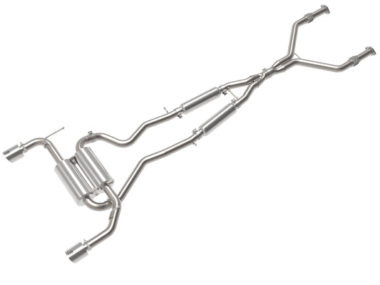aFe Power Takeda 2-1/2 IN 304 Stainless Steel Cat-Back Exhaust System w/ Polished Tip — Infiniti Q50 14-15 V6-3.7L — 49-36136-P