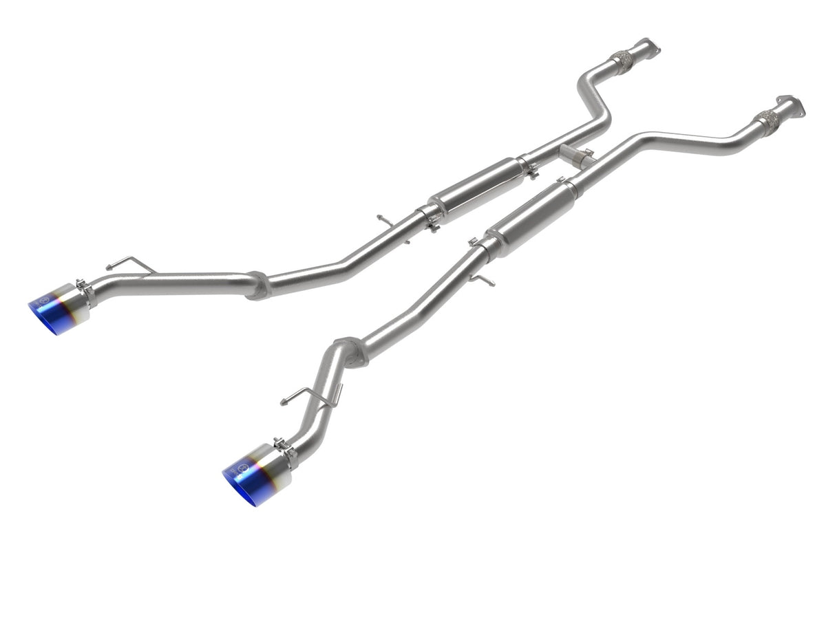 aFe Power Takeda 2-1/2 IN 304 Stainless Steel Cat-Back Exhaust System w/ Blue Flame Tip — Nissan Z 23-26 V6-3.0L (tt) — 49-36138-L