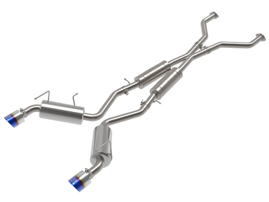 aFe Power Takeda 2-1/2 IN 304 Stainless Steel Cat-Back Exhaust System w/ Blue Flame Tip — Nissan 370Z 09-20 V6-3.7L — 49-36139-L