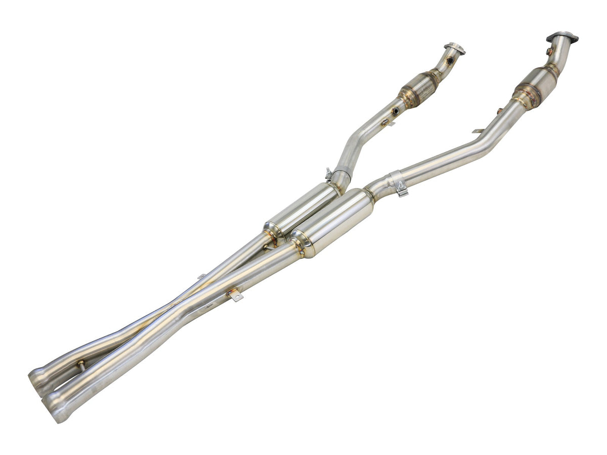 aFe Power MACH Force-Xp X-Pipe 2-1/2 IN 304 Stainless Steel w/ Cat & Resonator — BMW M3 (E90/92/93) 08-13 V8-4.0L S65 — 49-36321-1