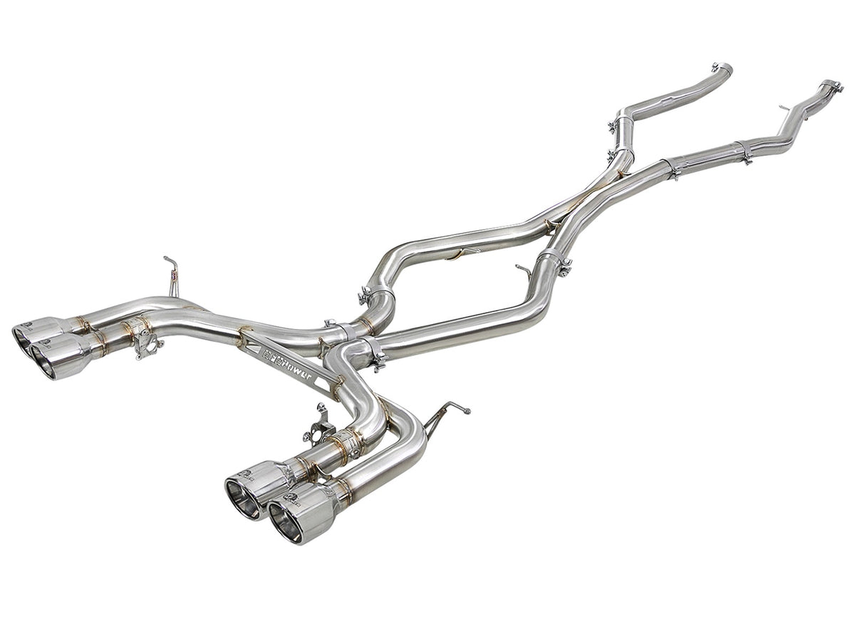 aFe Power MACH Force-Xp 3 IN 304 Stainless Steel Muffler-Delete Cat-Back Exhaust System — BMW X5 M (F85) / X6 M (F86) 15-19 V8-4.4L (tt) S63 — 49-36342-P