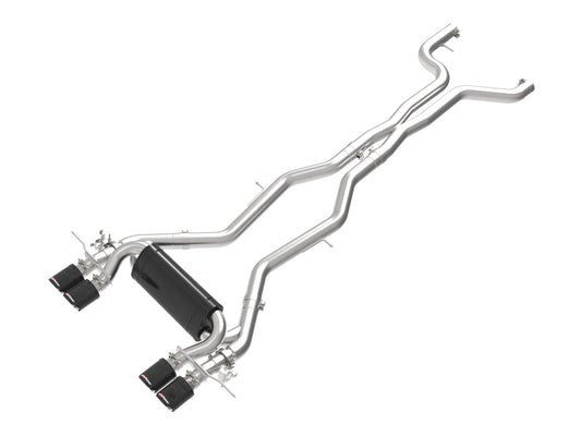 aFe Power MACH Force-Xp 3 IN to 2-1/2 IN 304 Stainless Steel Cat-Back Exhaust w/ Carbon Fiber Tip — BMW M2 (G87) 23-26 L6-3.0L (tt) S58 — 49-36353-C