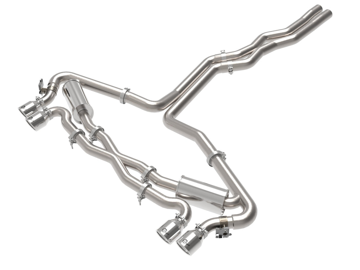 aFe Power MACH Force-Xp 3 IN to 2-1/2 IN 304 Stainless Steel Cat-Back Exhaust w/ Polished Tip — Audi RS6 Avant 21-26 V8-4.0L (tt) — 49-36448-P