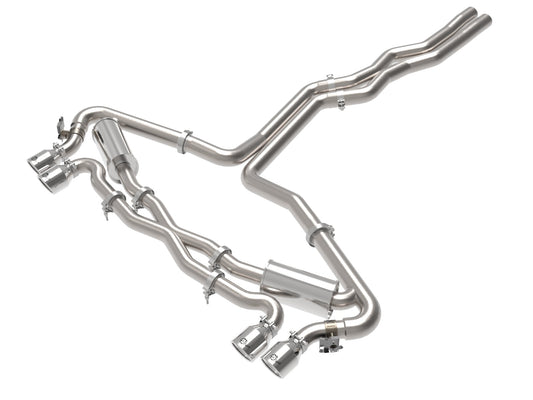 aFe Power MACH Force-Xp 3 IN to 2-1/2 IN 304 Stainless Steel Cat-Back Exhaust w/ Polished Tip — Audi RS6 Avant 21-26 V8-4.0L (tt) — 49-36448-P
