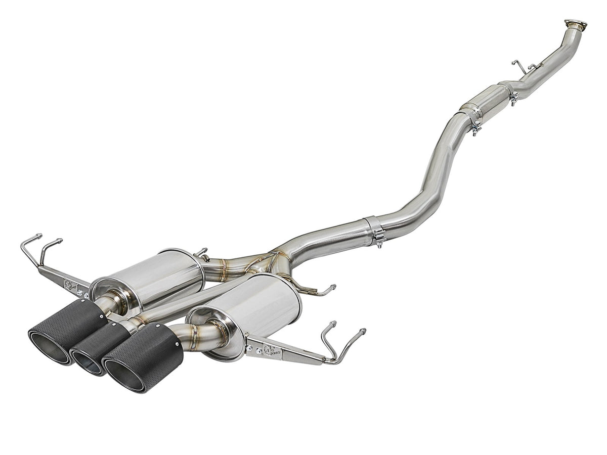 aFe Power Takeda 3 IN 304 Stainless Steel Cat-Back Exhaust System w/ Tri-Carbon Tips — Honda Civic Type R 17-21 L4-2.0L (t) — 49-36616-C