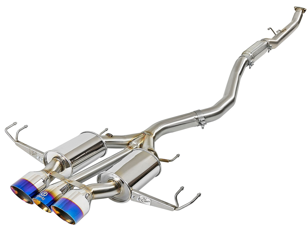 aFe Power Takeda 3 IN 304 Stainless Steel Cat-Back Exhaust System w/ Tri-Blue Flame Tips — Honda Civic Type R 17-21 L4-2.0L (t) — 49-36616-L