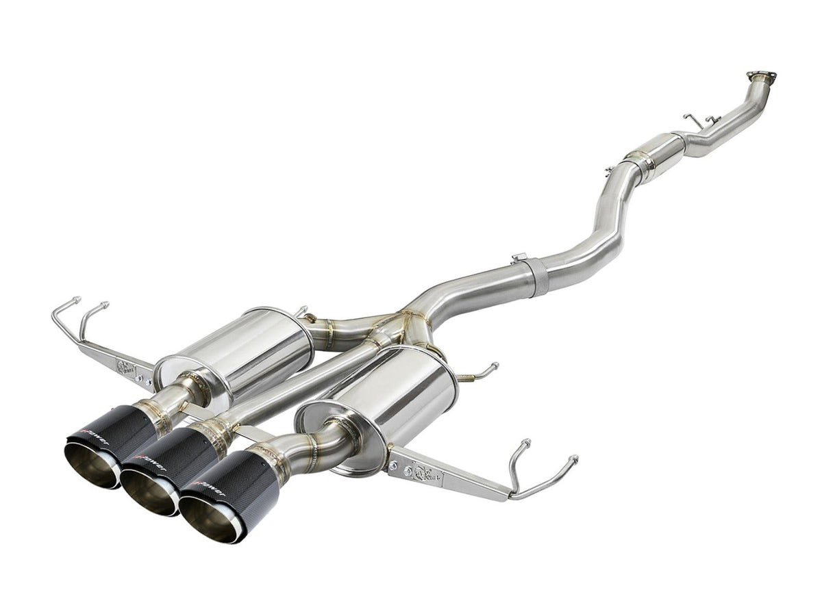 aFe Power Takeda 3 IN 304 Stainless Steel Cat-Back Exhaust System w/ Tri-Carbon Tips — Honda Civic Type R 17-21 L4-2.0L (t) — 49-36623-C