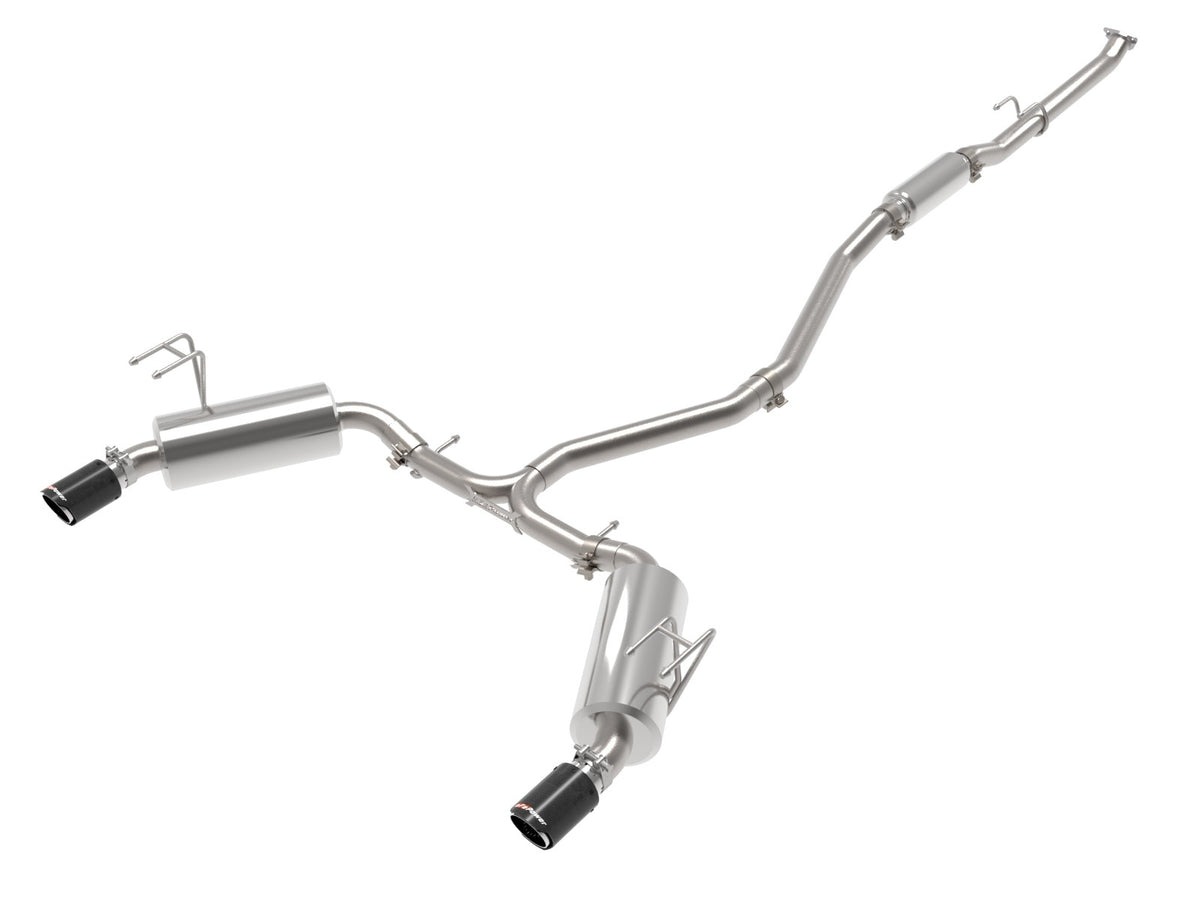 aFe Power Takeda 2-1/2 IN to 2-1/4 IN 304 Stainless Steel Cat-Back Exhaust System w/ Carbon Fiber Tip — Honda Civic Sedan 22-24 L4-1.5L (t) — 49-36628-C