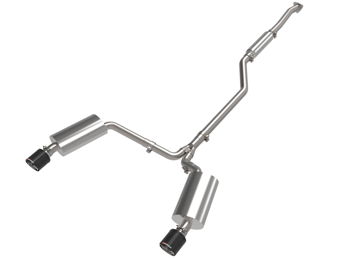 aFe Power Takeda 2-1/2 IN to 2-1/4 IN 304 Stainless Steel Cat-Back Exhaust System w/ Carbon Fiber Tip — Acura TSX 09-14 L4-2.4L — 49-36629-C