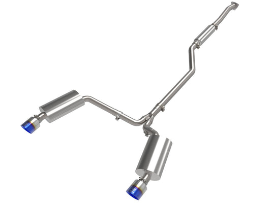 aFe Power Takeda 2-1/2 IN to 2-1/4 IN 304 Stainless Steel Cat-Back Exhaust System w/ Blue Flame Tip — Acura TSX 09-14 L4-2.4L — 49-36629-L
