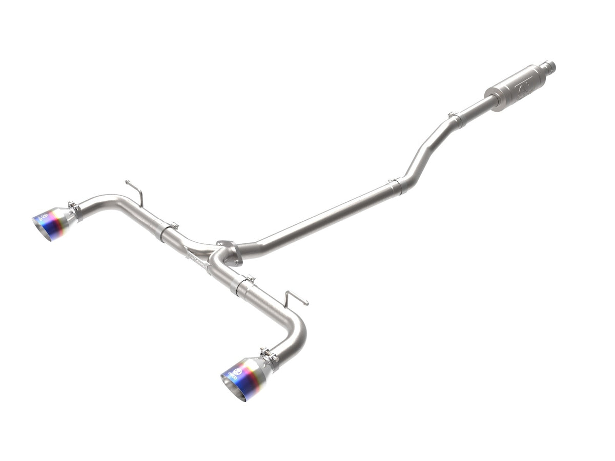 aFe Power Takeda 2-1/2 IN 304 Stainless Steel Cat-Back Exhaust System w/ Blue Flame Tip — Mazda 3 Hatchback 14-18 L4-2.0/2.5L — 49-37015-L