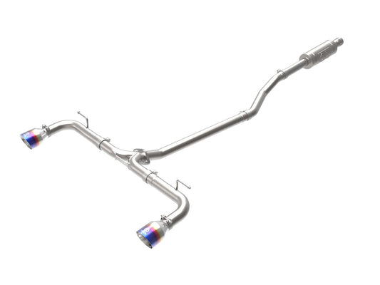 aFe Power Takeda 2-1/2 IN 304 Stainless Steel Cat-Back Exhaust System w/ Blue Flame Tip — Mazda 3 Hatchback 14-18 L4-2.0/2.5L — 49-37015-L