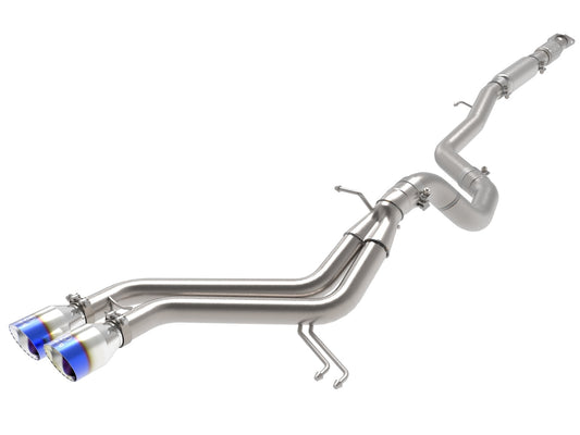 aFe Power Takeda 2-1/2 IN to 3 IN 304 Stainless Steel Cat-Back Exhaust System w/ Blue Flame Tip — Hyundai Veloster 13-17 L4-1.6L (t) — 49-37018-L