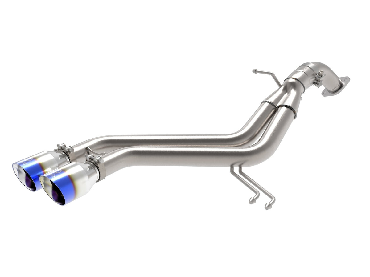 aFe Power Takeda 2-1/2 IN 304 Stainless Steel Axle-Back Exhaust System w/ Blue Flame Tip — Hyundai Veloster 13-17 L4-1.6L (t) — 49-37019-L