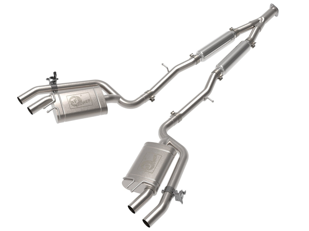 aFe Power Gemini XV 3 IN to Dual 2-1/2 IN 304 Stainless Steel Cat-Back Exhaust System w/ Cut-Out — Kia Stinger 22-23 L4-2.5L (t) — 49-37024