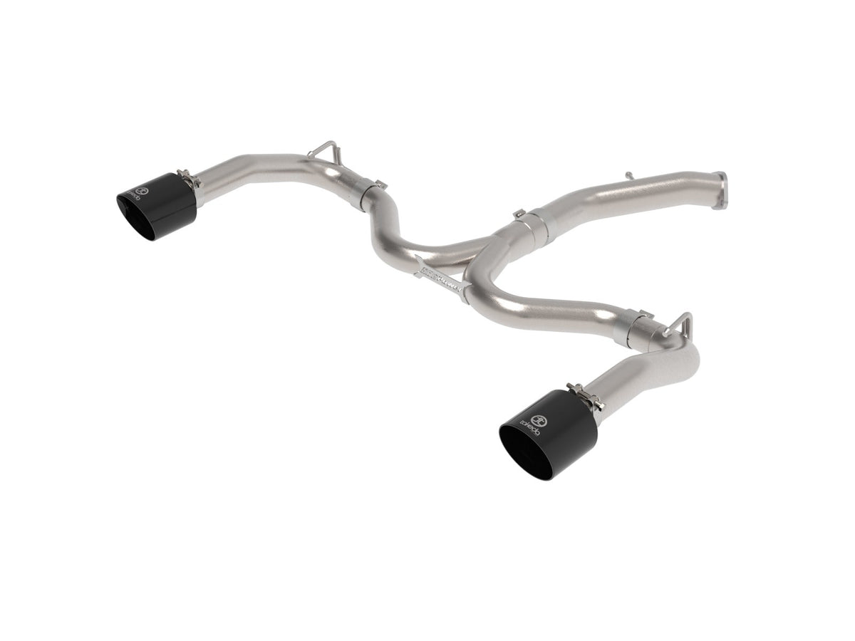 aFe Power Takeda 3 IN to 2-1/2 IN 304 Stainless Steel Axle-Back Exhaust Black Tip — Kia Forte GT 20-21 L4-1.6L (t) — 49-37037-B