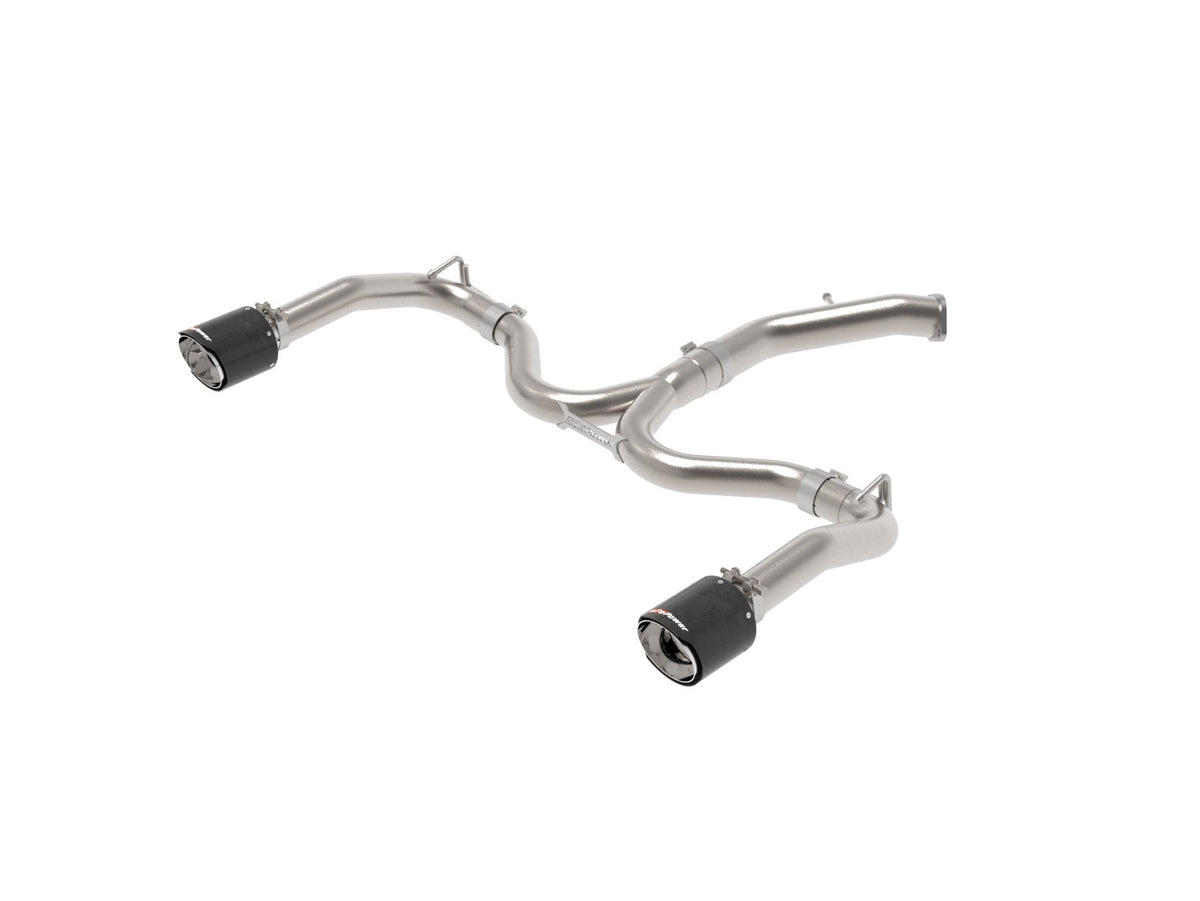 aFe Power Takeda 3 IN to 2-1/2 IN 304 Stainless Steel Axle-Back Exhaust Carbon Fiber Tip — Kia Forte GT 20-21 L4-1.6L (t) — 49-37037-C