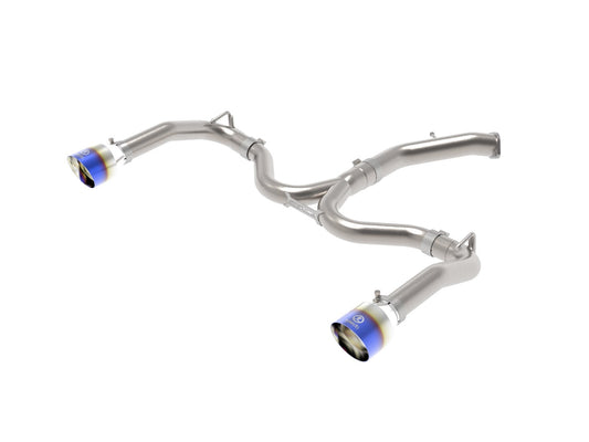 aFe Power Takeda 3 IN to 2-1/2 IN 304 Stainless Steel Axle-Back Exhaust Blue Flame Tip — Kia Forte GT 20-21 L4-1.6L (t) — 49-37037-L