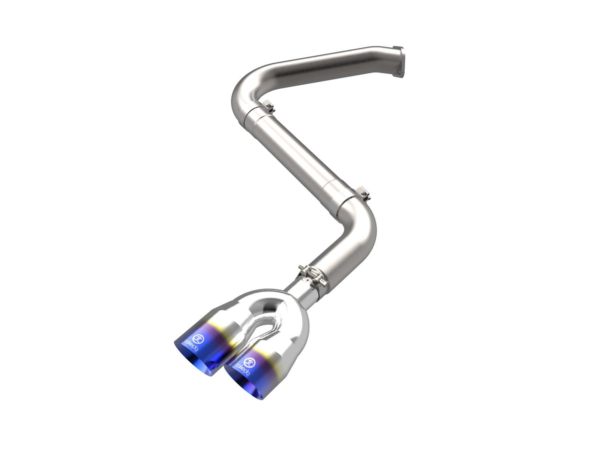 aFe Power Takeda 3 IN 304 Stainless Steel Axle-Back Exhaust System w/ Blue Flame Tip — Hyundai Elantra N Line 21-26 L4-1.6L (t) — 49-37045-L