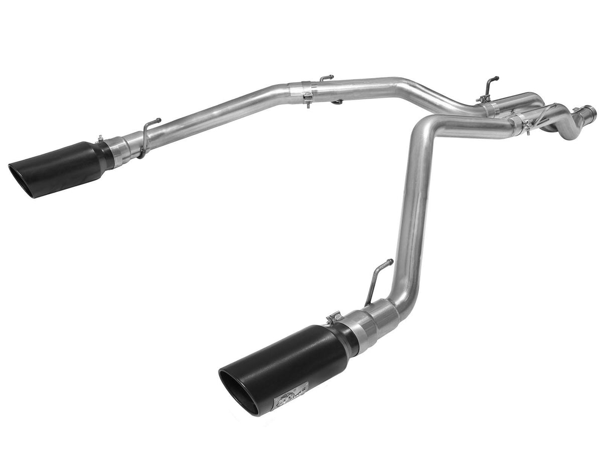aFe Power Large Bore-HD 3 IN 409 Stainless Steel DPF-Back Exhaust System w/ 5 IN Black Tip — Dodge RAM 1500 EcoDiesel 14-19 V6-3.0L (td) — 49-42045-B
