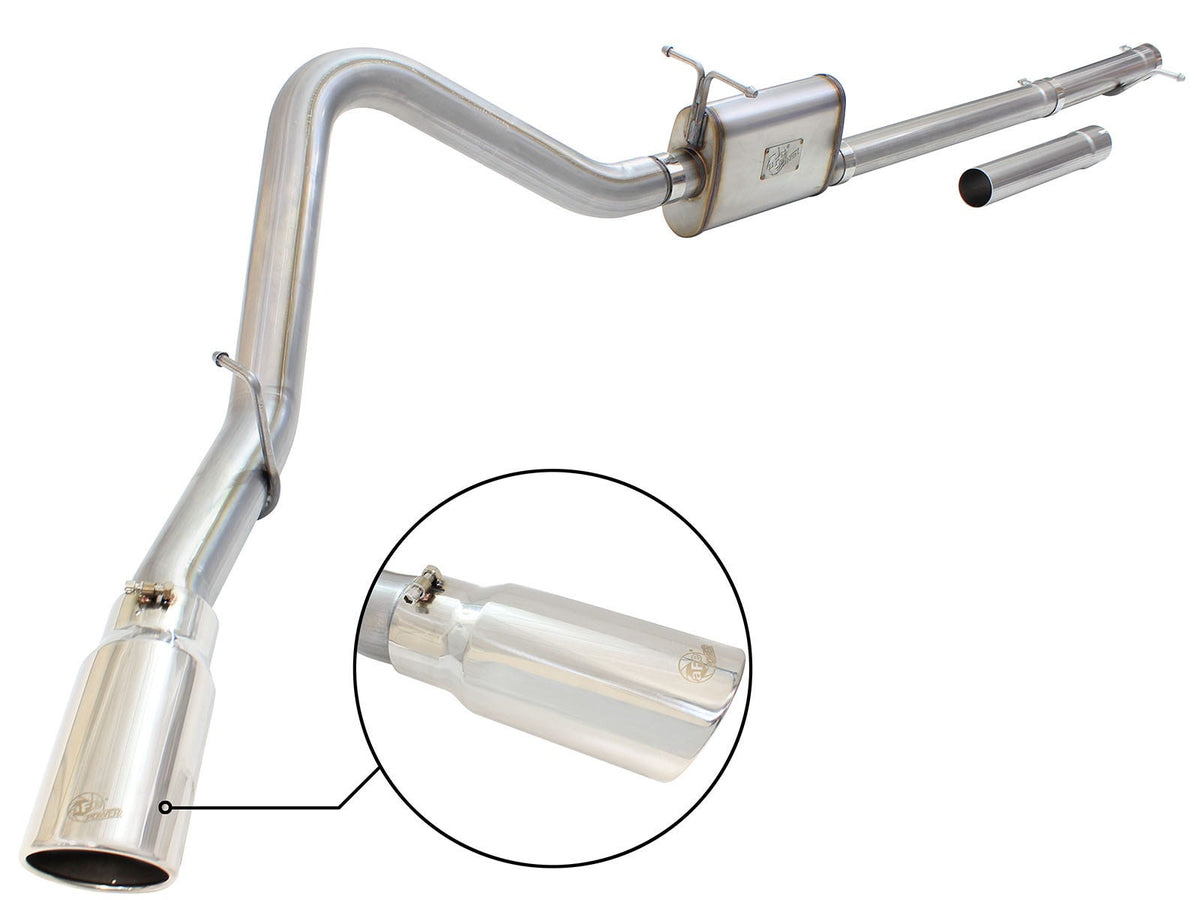 aFe Power MACH Force-Xp 3 IN to 3-1/2 IN 409 Stainless Steel Cat-Back Exhaust System — Ford Super Duty 99-04 V8-5.4L /V10-6.8L — 49-43076-P
