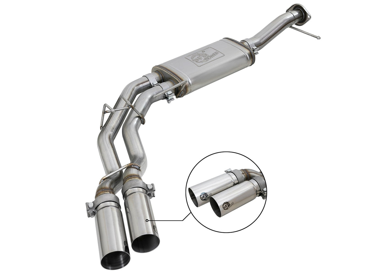 aFe Power Rebel Series 3 IN to 2-1/2 IN 409 Stainless Steel Cat-Back Exhaust System — Ford F-150 11-14 V6-3.5L (tt) — 49-43078-P
