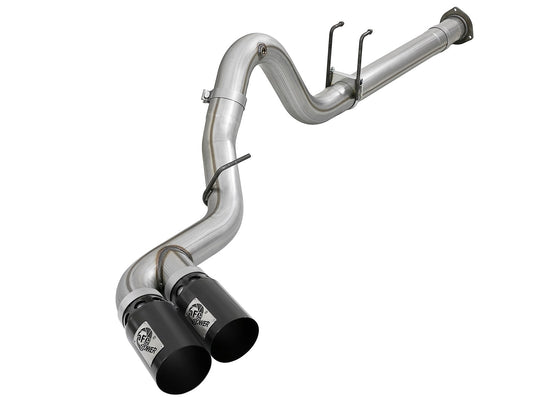 aFe Power Rebel XD Series 4 IN 409 Stainless Steel DPF-Back Exhaust System w/ Dual Black Tips — Ford Diesel Trucks 17-26 V8-6.7L (td) — 49-43102-B