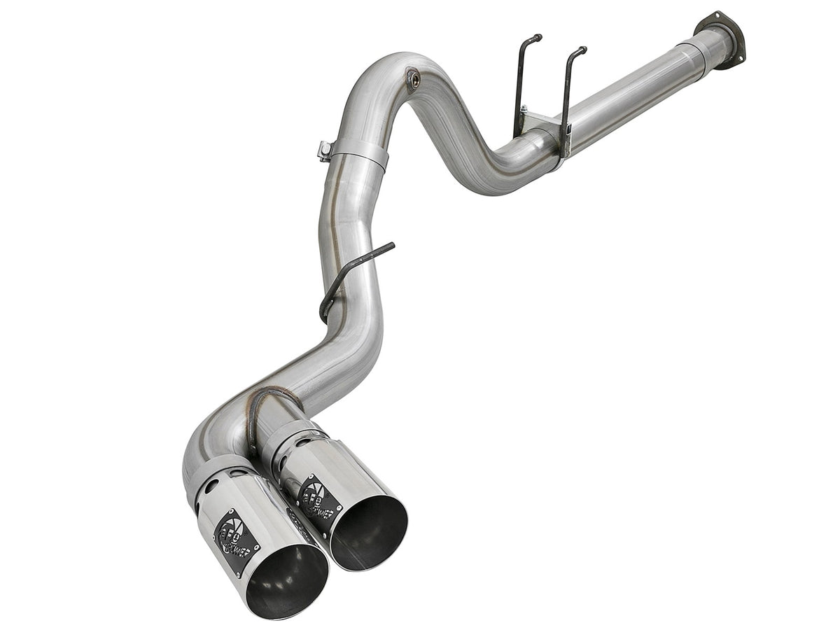 aFe Power Rebel XD Series 4 IN 409 Stainless Steel DPF-Back Exhaust System w/ Dual Polished Tips — Ford Diesel Trucks 17-26 V8-6.7L (td) — 49-43102-P