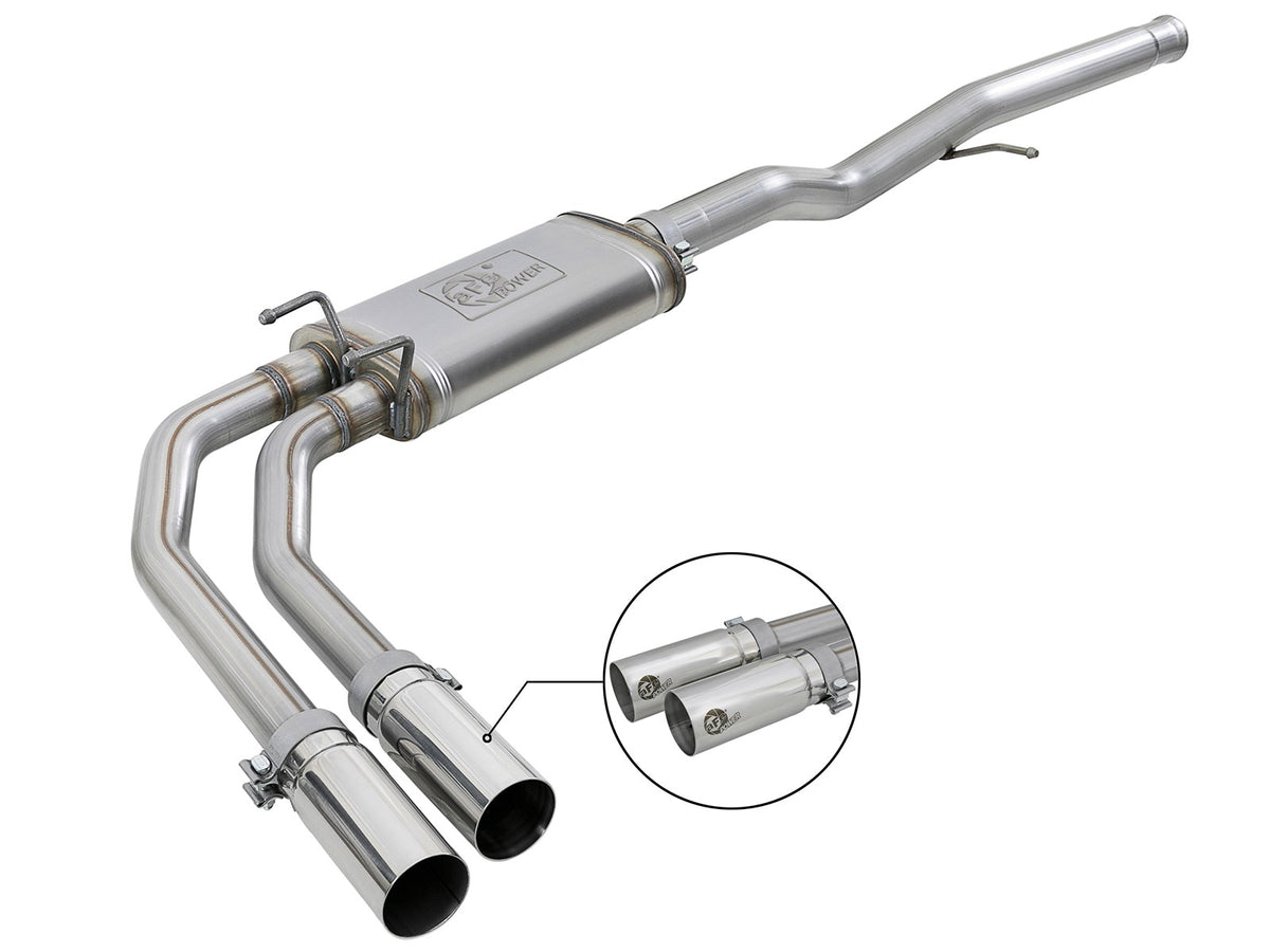 aFe Power Rebel Series 3 IN to 2-1/2 IN 409 Stainless Steel Cat-Back Exhaust System — GM Silverado/Sierra 1500 09-18 / Silverado LD/Sierra Limited 2019 V6-4.3/V8-4.8/5.3L — 49-44098-P