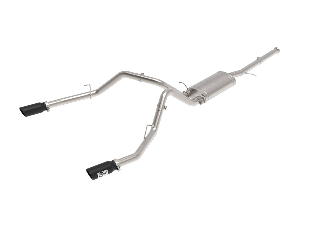 aFe Power Apollo GT Series 3 IN 409 Stainless Steel Cat-Back Exhaust w/ Dual Black Tip — GM Trucks 09-18 V6-4.3L/V8-4.8/5.3L — 49-44135-B