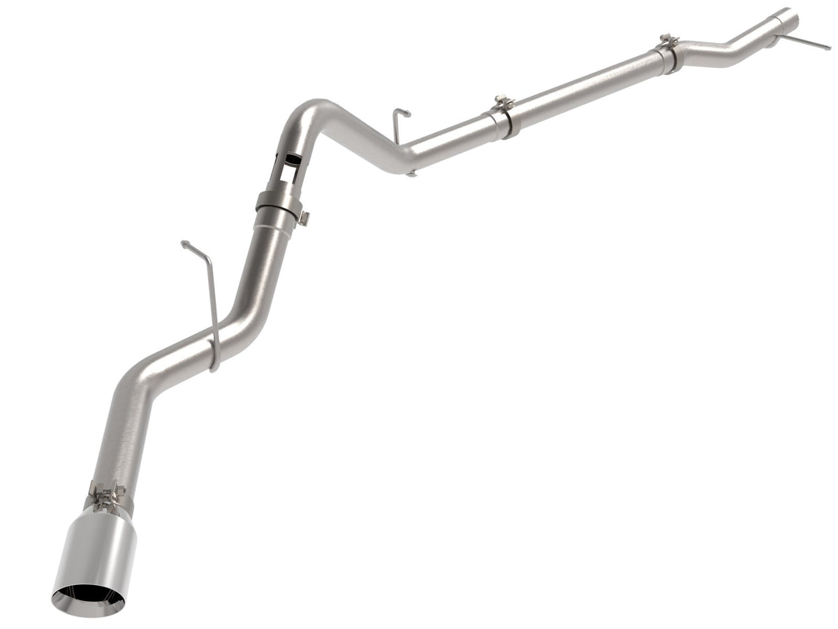 aFe Power Large Bore-HD 3 IN 409 Stainless Steel DPF-Back Exhaust System w/ Polished Tip — GM Trucks 23-26 L6-3.0L (td) LZ0 — 49-44144-P