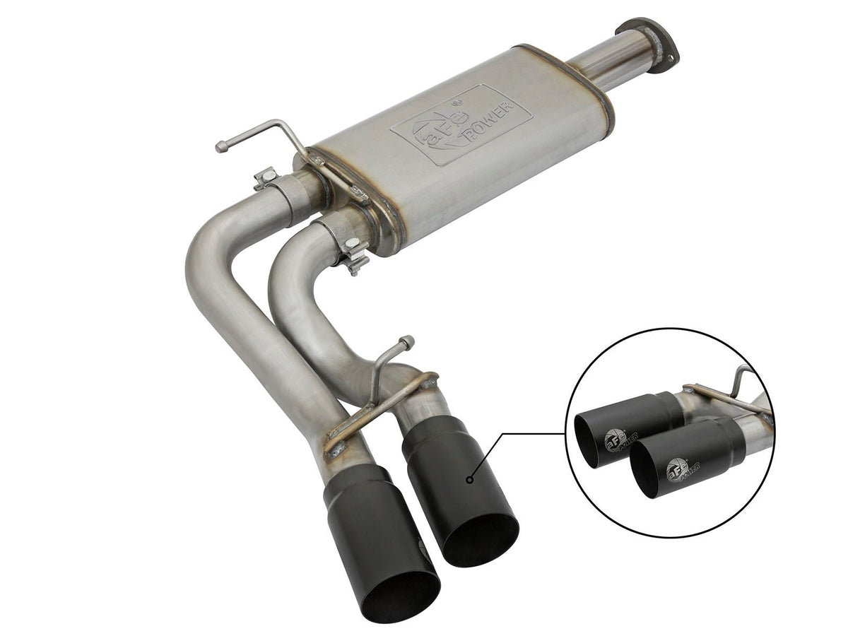 aFe Power Rebel Series 3 IN to 2-1/2 IN Mid-Cab Exit Stainless Steel Cat-Back Exhaust System — Toyota Tacoma 16-23 V6-3.5L — 49-46032-B
