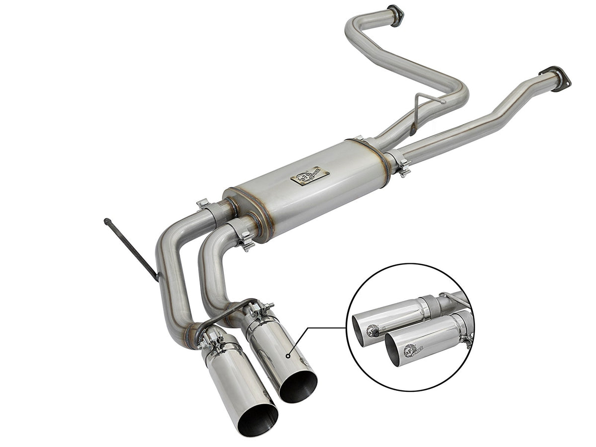aFe Power Rebel Series 2-1/2 IN 409 Stainless Steel Cat-Back Exhaust System — Nissan Titan 17-24 V8-5.6L — 49-46126-P
