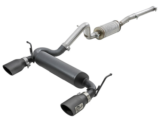 aFe Power Rebel Series 2-1/2 IN 409 Stainless Steel Cat-Back Exhaust System — Jeep Wrangler (JK) 07-18 V6-3.6L/3.8L — 49-48062-B