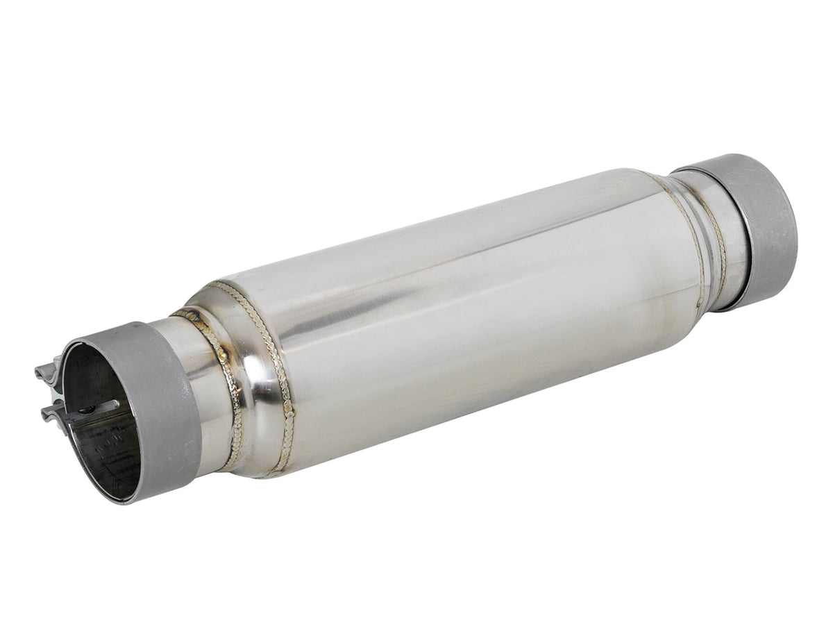 aFe Power MACH Force-Xp 12" 304 Stainless Steel Resonator — 3 IN Inlet/Outlet x 4 IN Dia. x 12 IN Body x 16 IN Overall Length — 49M10001