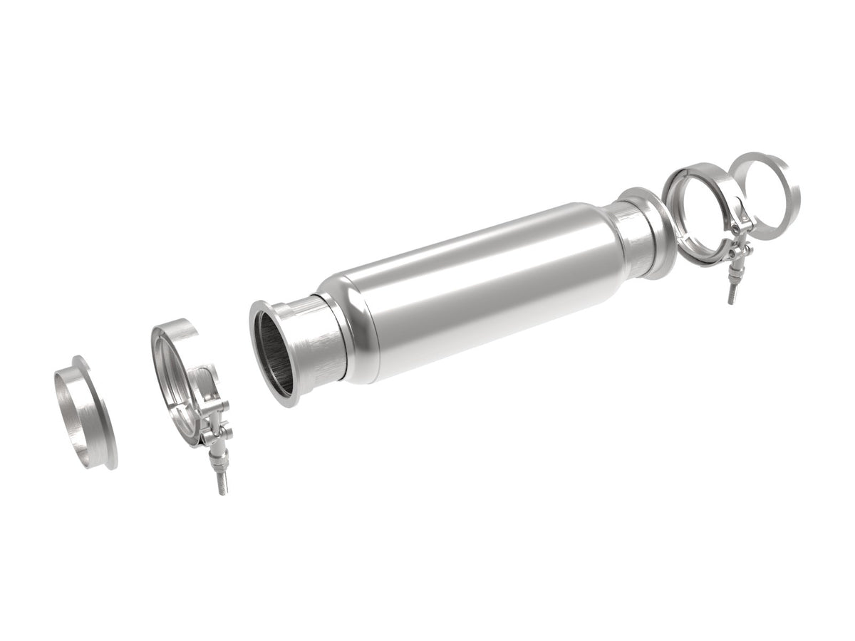 aFe Power aFe POWER 3 IN 304 Stainless Steel Resonator — 3 IN Inlet/Outlet x 4 IN Dia. x 12 IN Body x 16 IN Overall Length — 49M10006