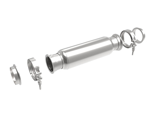 aFe Power aFe POWER 3 IN 304 Stainless Steel Resonator — 3 IN Inlet/Outlet x 4 IN Dia. x 12 IN Body x 16 IN Overall Length — 49M10006