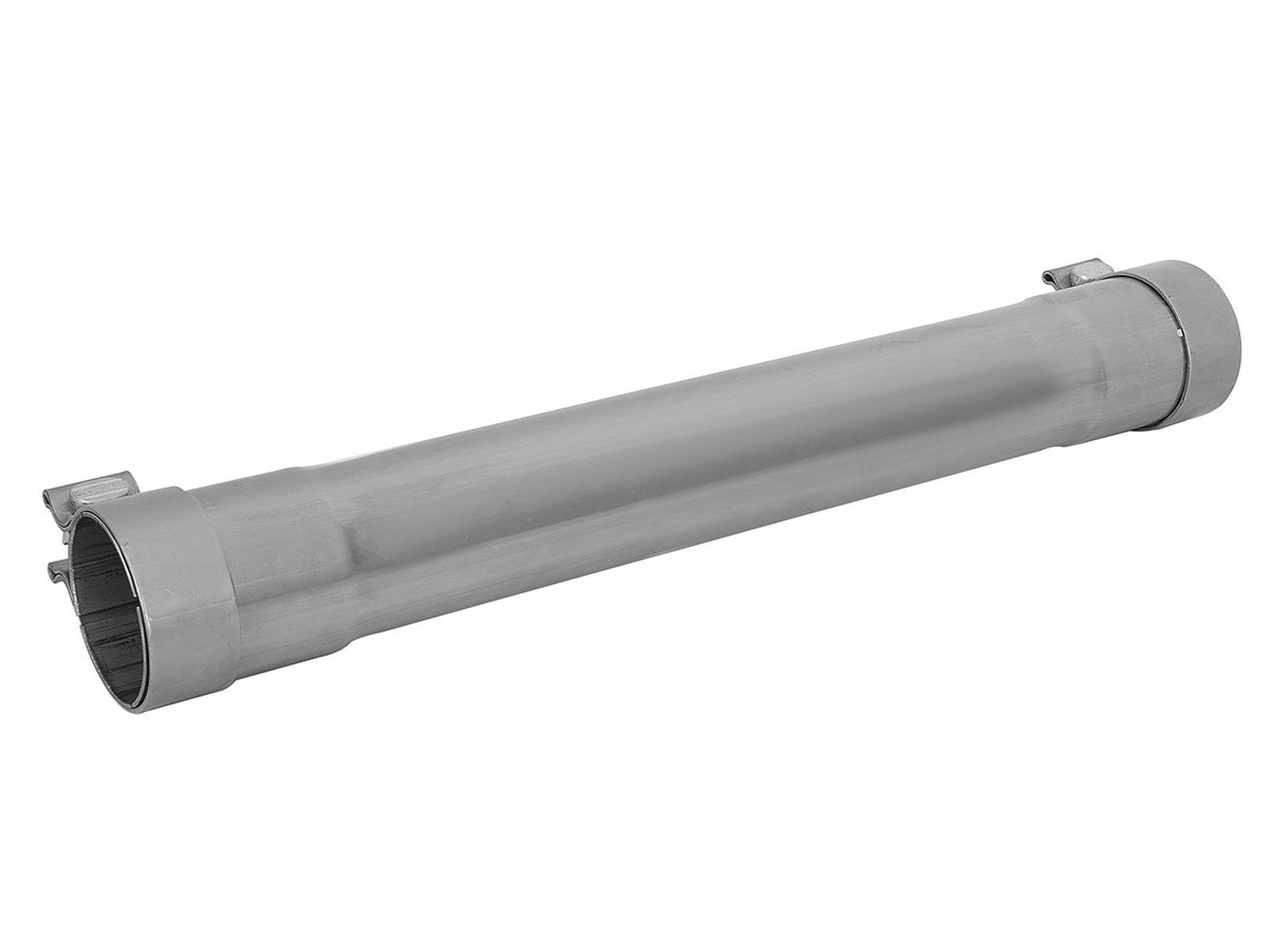 aFe Power MACH Force-Xp 3 IN 304 Stainless Steel Resonator Delete Pipe — 3 IN Inlet/Outlet x 3 IN Dia. x 19 IN Overall Length w/ Clamps — 49M10010