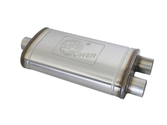 aFe Power MACH Force-Xp 304 Stainless Steel Muffler — 3 IN Inlet (Center) / 3 IN Outlet (Dual) x 22 IN L x 11 IN W x 6 IN H — 49M30015