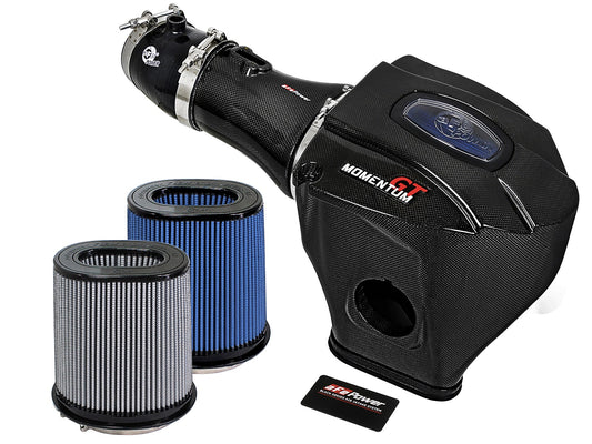 aFe Power Black Series Momentum Carbon Fiber Cold Air Intake System w/ Dual Filter — Dodge Challenger/Charger SRT Hellcat 15-16 V8-6.2L (sc) HEMI — 52-72204-CF