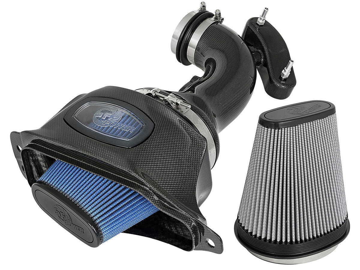 aFe Power Black Series Momentum Carbon Fiber Cold Air Intake System w/ Dual Filter — Chevrolet Corvette (C7) 14-19 V8-6.2L — 52-74201-C